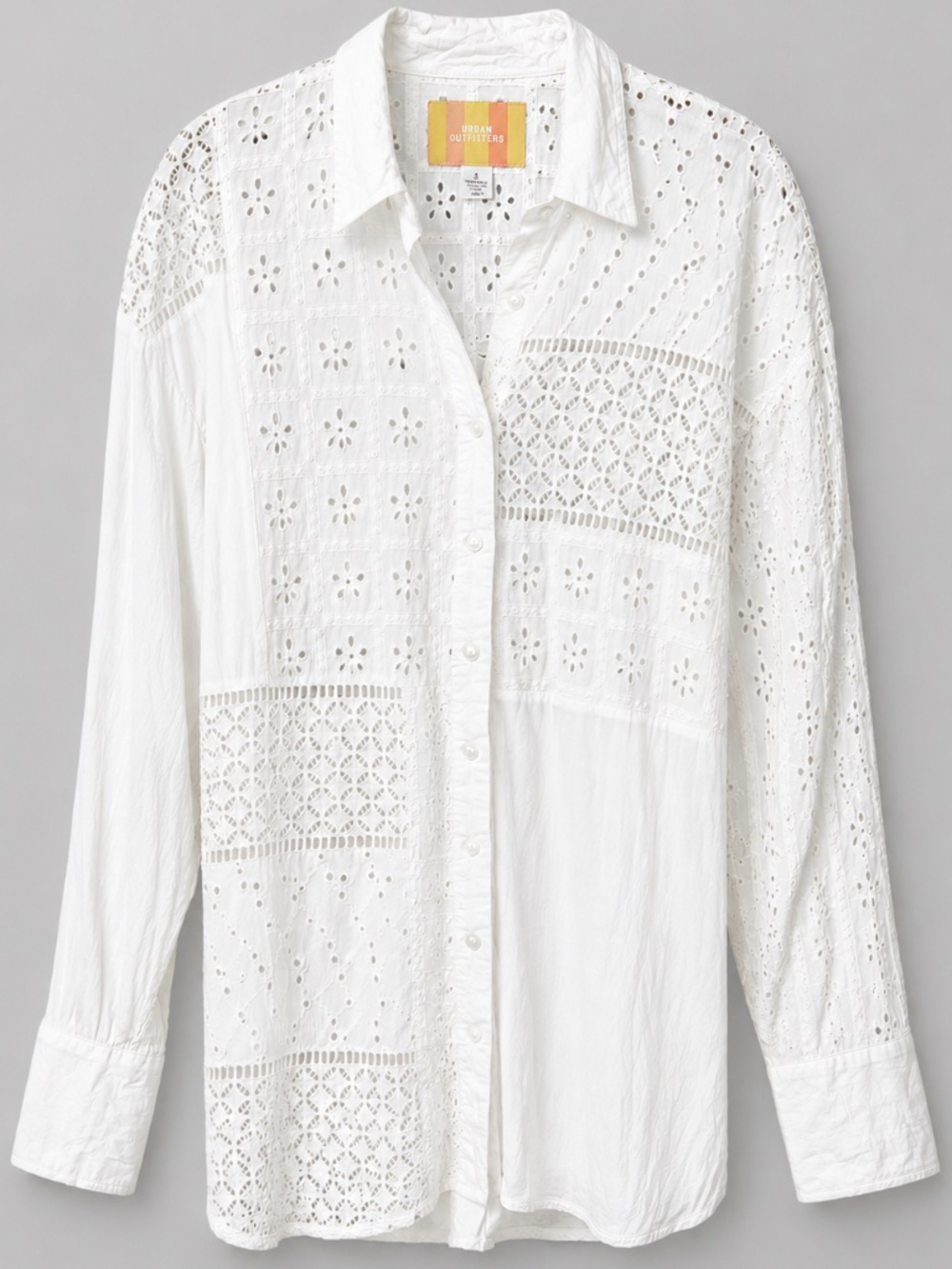 URBAN OUTFITTERS Carter Eyelet Oversized Button-Down Top NWOT
